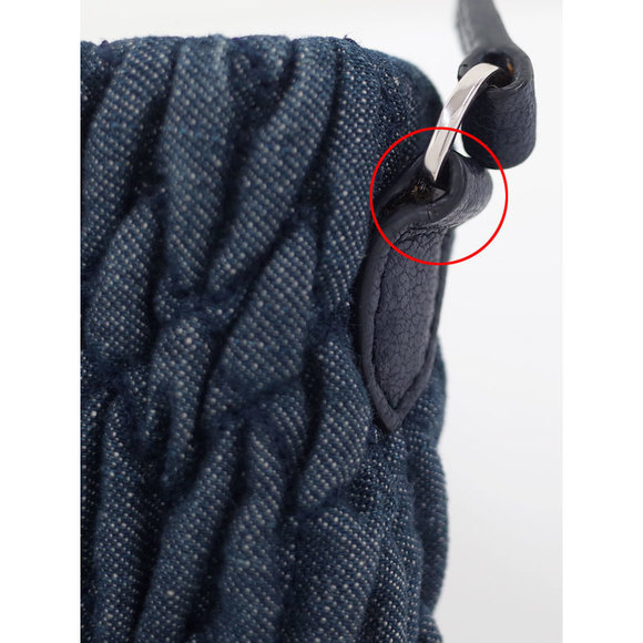 Miu Miu Matelasse Denim Crystal Handbag Blue Blue - Picture 8 of 9